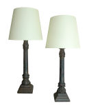 Pair of 19th c. Cast Iron Lamps