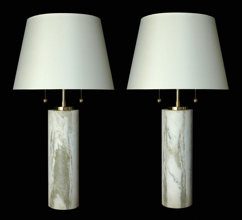 Pair of Carrera Marble Table Lamps