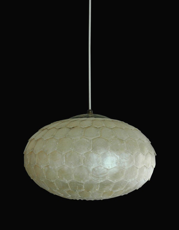 Capiz pendant with unusual fish scale shaped shells