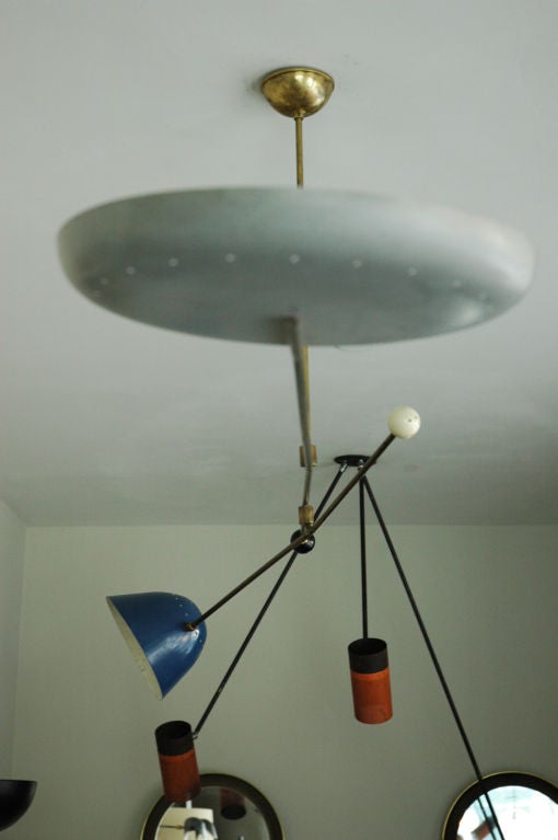 Italian Rare Oscar Torlasco Counter-Balance Ceiling Light For Lumi