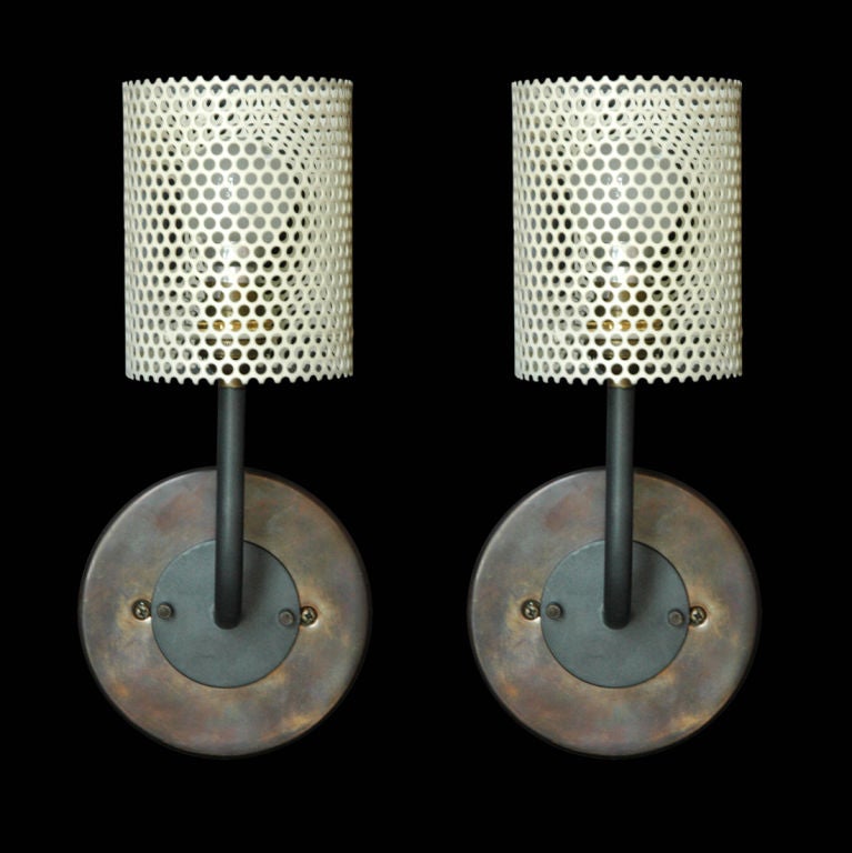 Disderot Perforated Metal Sconces {Cylindrical} at 1stdibs