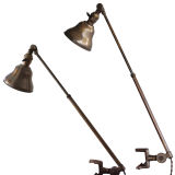 Unique Pair of Copper and Brass Clamp Lamps