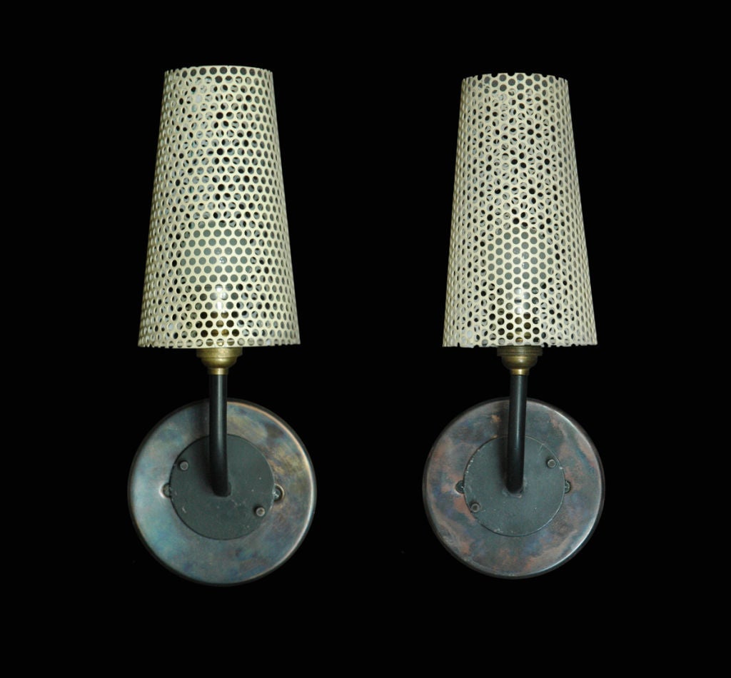 Disderot Perforated Metal Sconces {Conical} at 1stdibs