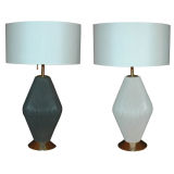 Pair of Gerald Thurston [ribbed porcelain] Table Lamps