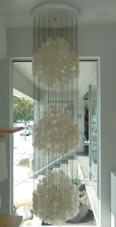 Panton capiz shell three tier hanging fixture distiibuted by J. Luber of Switzerland