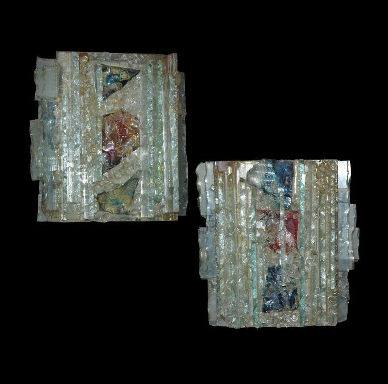 Pair of Dutch Molded Glass Sconces