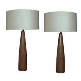 Vintage Pair of  Koa Wood Table Lamps