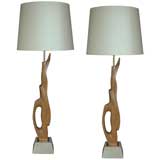 Pair of Honduran Mahogany Table Lamps
