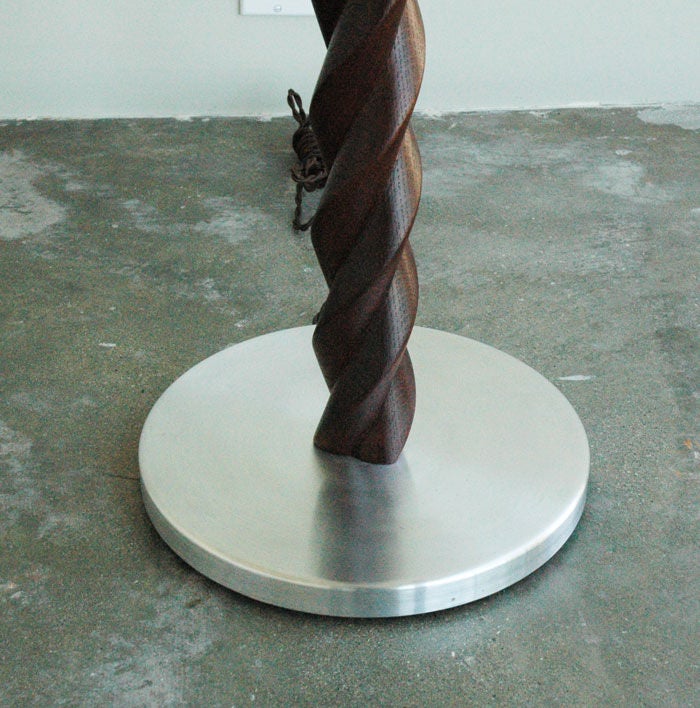 twisted wood floor lamp