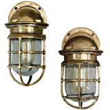 Unique Pair of Bronze Mariner Sconces