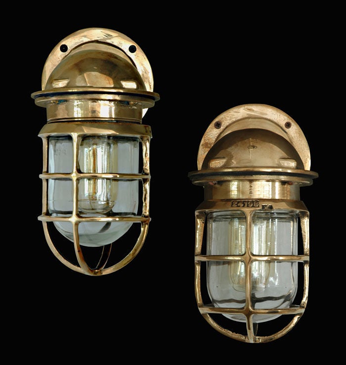 Unique Pair of Bronze Mariner Sconces