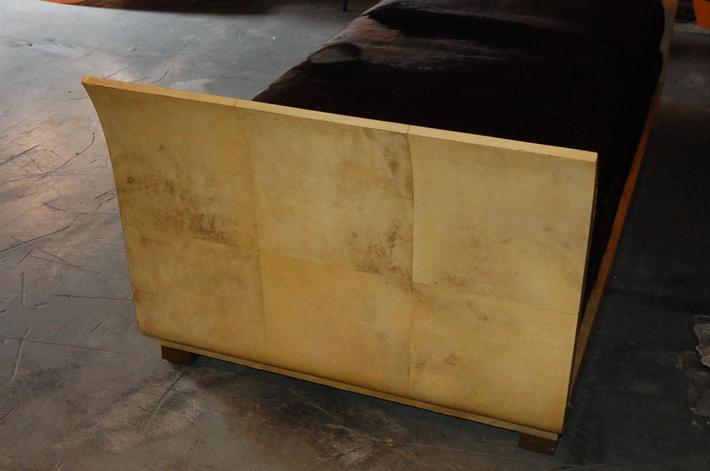 parchment and hair on hide chaise lounge