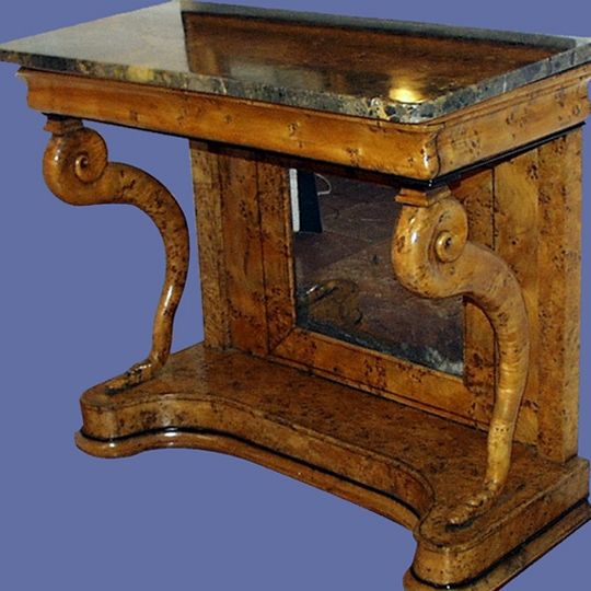 Rare French Period Restoration pollard elm swan neck console