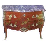 French 19th century red and gold Chinoiserie two-drawer commode