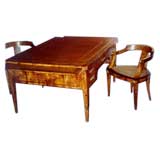 French 19th century double-sided burled elm partners' desk