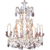 Italian antique gold chandelier with beaded swags