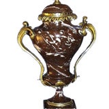 French 19th century Rouge Royal marble cassoulette urn lamp