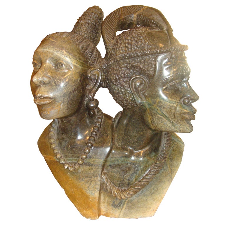 20th century African marble sculpture For Sale