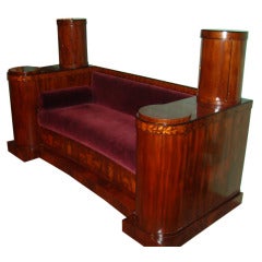 Antique 19th century inlaid mahogany sofa with cupboards.
