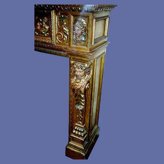 Italian Magnificent 19th Century Gilt And Polychrome Mantel For Sale