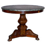 French 19th century flame mahogany gueridon marble top table