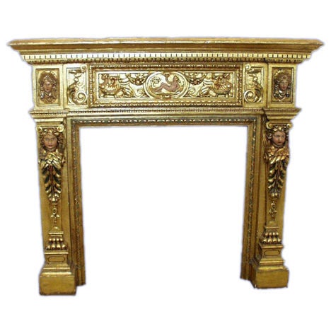 Magnificent 19th Century Gilt And Polychrome Mantel For Sale