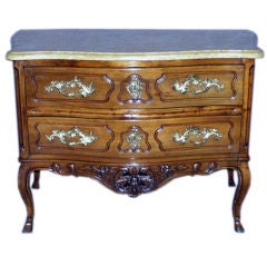 French 18th century Louis XV two-drawer walnut commode