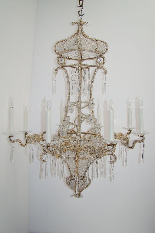 Fine Italian 8-light Crystal beaded chandelier