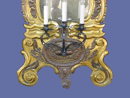 Pair of large Dutch 18th century mirrored backed sconces