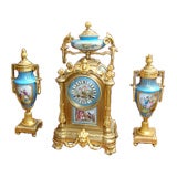 French 19th century garniture set with sevres candle holders