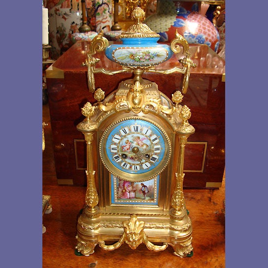 French 19th century garniture set with sevres candle holders