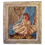 Vintage Framed oil of a doll (Madam Alexander Doll) signed, “Yates”