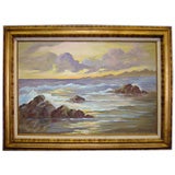 Framed oil on board of the ocean signed, “H. Westcott”