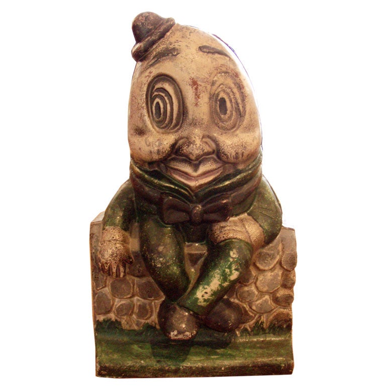 Large Painted Cast Iron Humpty Dumpty Bank