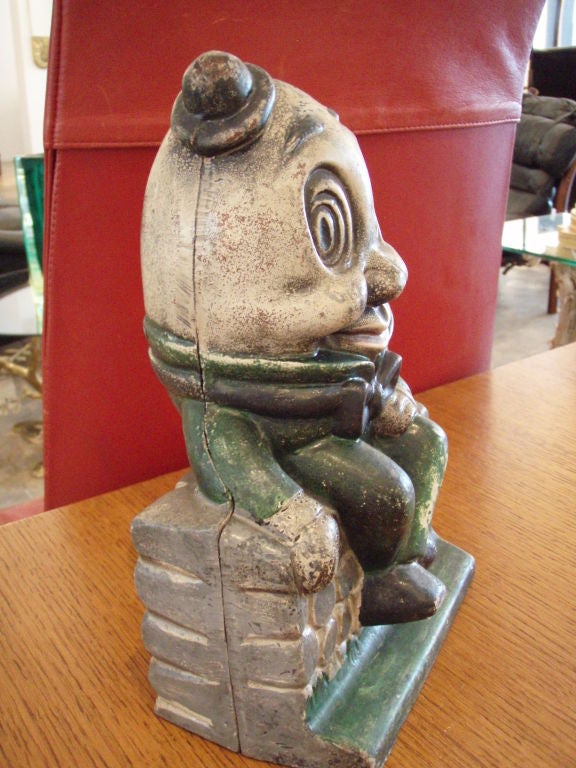 Mid-20th Century Large Painted Cast Iron Humpty Dumpty Bank