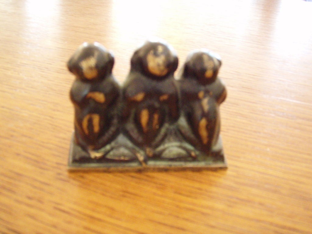 20th Century Solid Brass & Copper Three Wise Monkeys