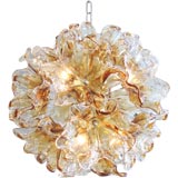 Amber Glass Flower Sputnik Chandelier