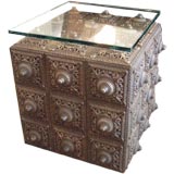 Antique Textured Bronze Tile Side Table
