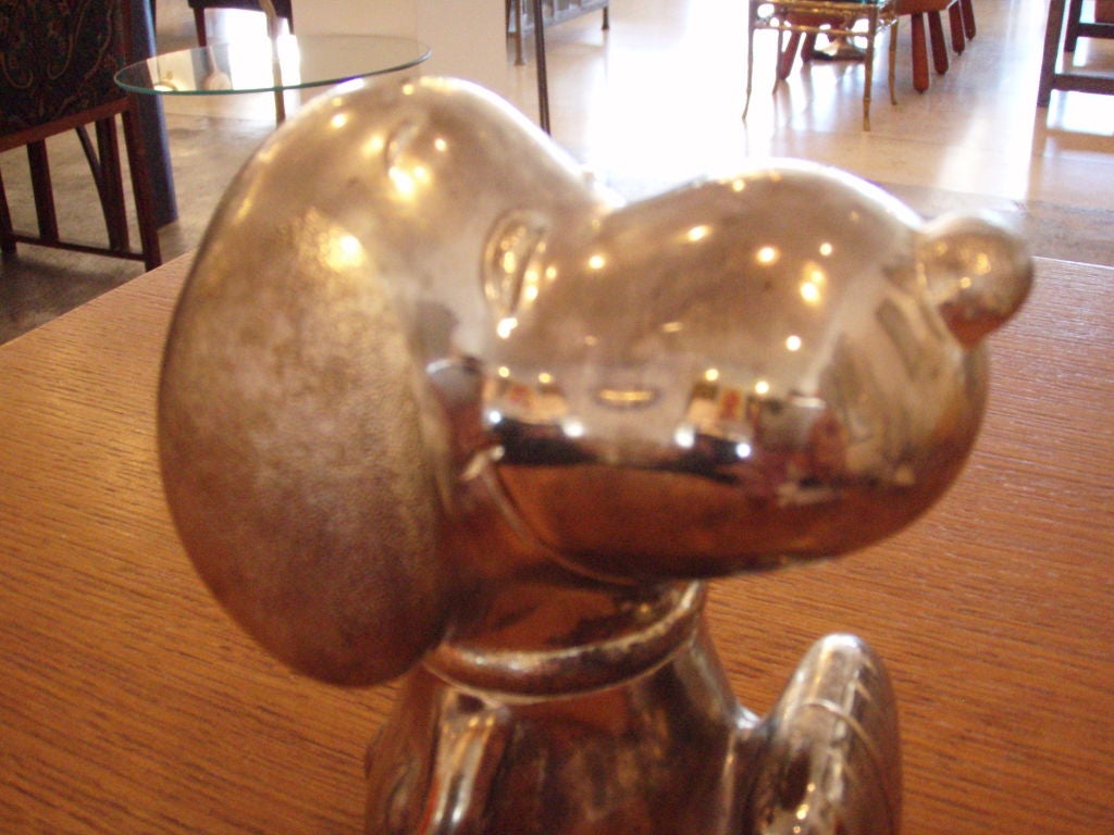 Mid-20th Century Silver Plated Vintage Lenard Snoopy Bank