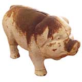 Vintage Old Cast Iron Pig Bank