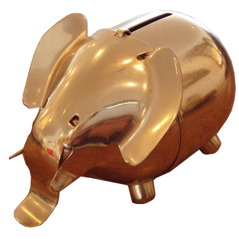 Gold Plated Napier Elephant Bank