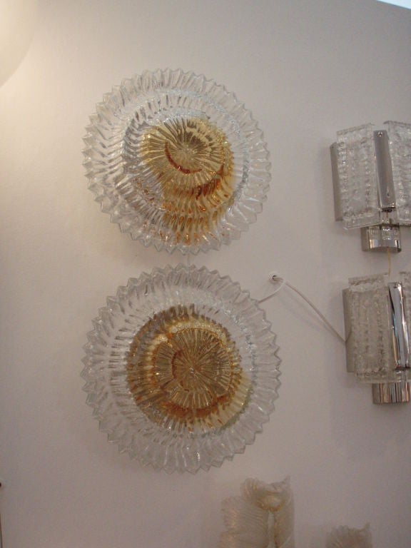 Pair of Italian Glass Sunburst Sconces 3