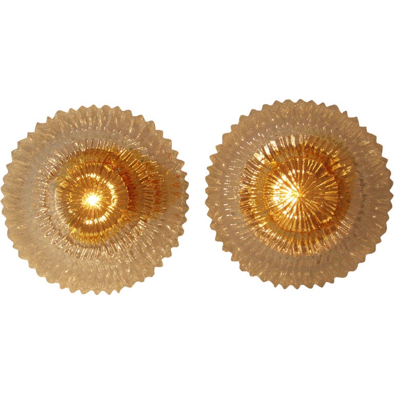 Pair of Italian Glass Sunburst Sconces
