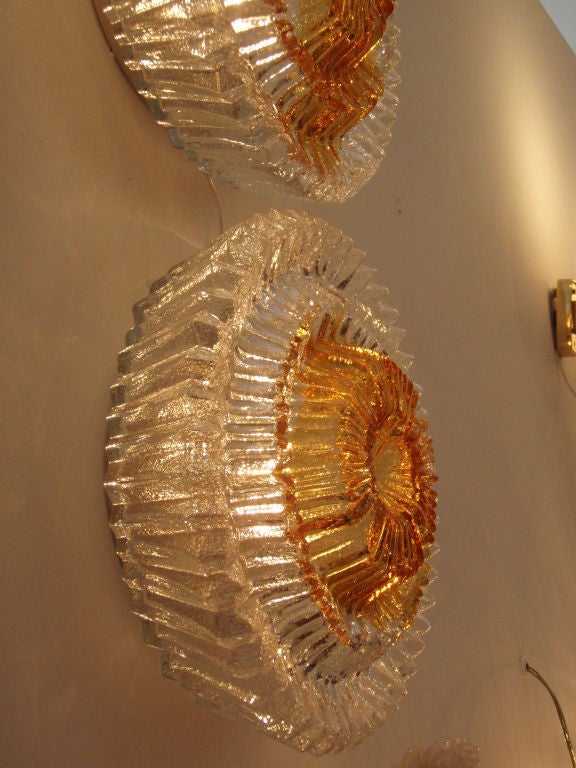 Mid-20th Century Pair of Italian Glass Sunburst Sconces