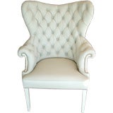 White Leather Wing Back Chair