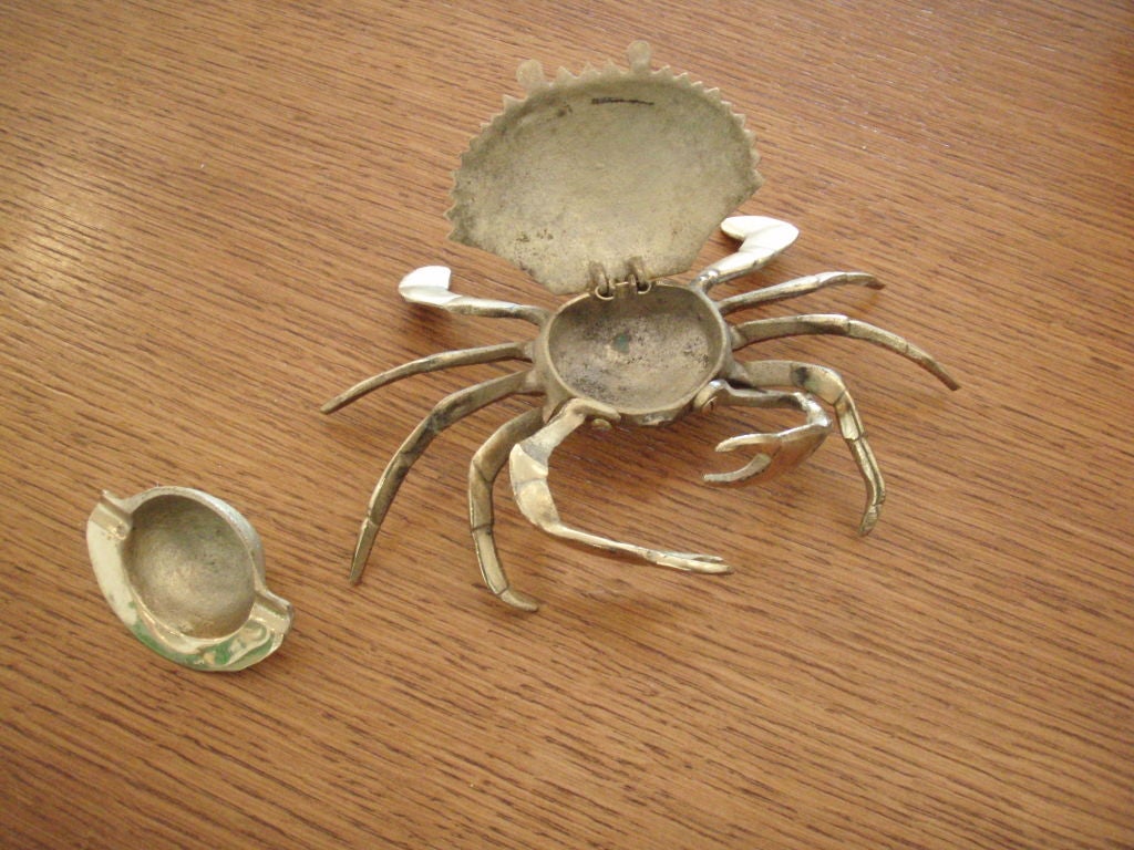 American Brass Hinged Crab Ashtray