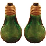 Vintage Pop Art Green Glass Lightbulb Salt & Pepper Shakers