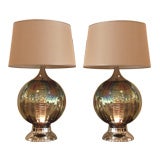 Pair of Irridescent Glass Globe Lamps