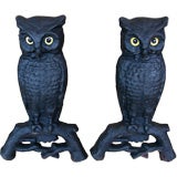 Pair of Antique Owl Andirons