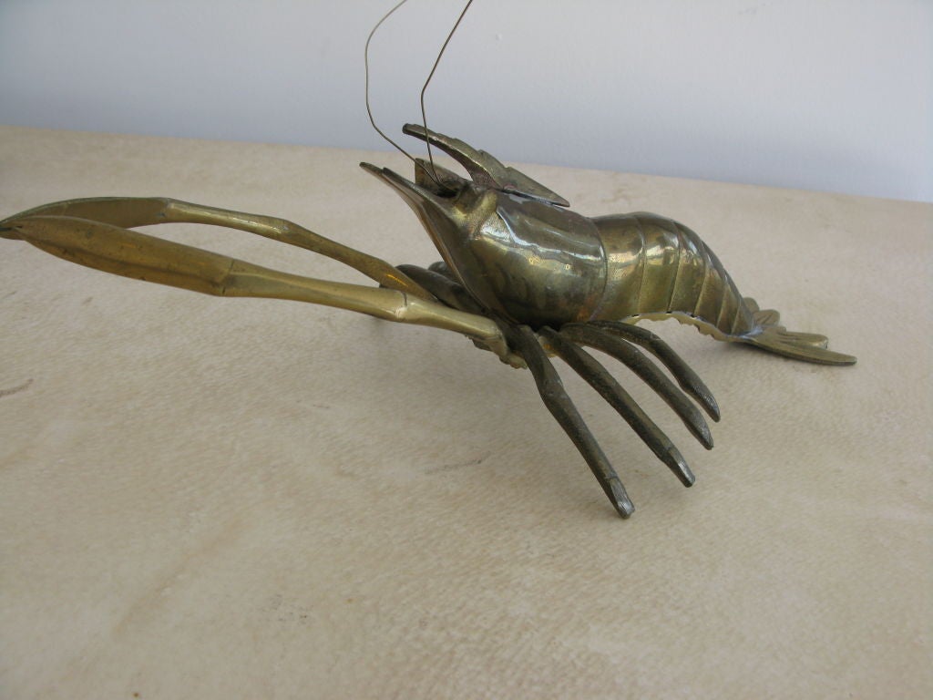 American Jumbo Brass & Bronze Shrimp Sculpture